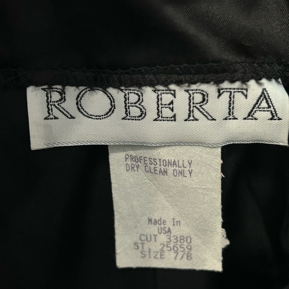 1990s Roberta Black Spaghetti Strap Fitted Ruched Formal - Size 7/8 1990s - Picture 5 of 5